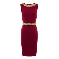 Aloura London Cavendish Dress With Embellished Detail In Dark Red