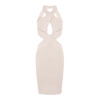 Aloura London Duchess Open Back Dress In Stone