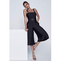 Alesha Dixon Buckle Culottes Jumpsuit in Black