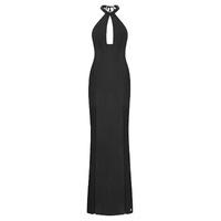 Aloura London Saffron Evening Dress With Front Splits In Black