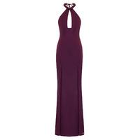 Aloura London Saffron Evening Dress With Front Splits In Berry