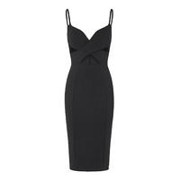 Aloura London Maddox Crossover Front Dress With Cut Out Detail In Black