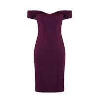 aloura london acacia fitted off the shoulder dress in berry