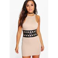 alice belt detail bodycon dress stone