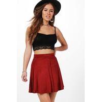 Alice Button Front Skater Skirt - rust