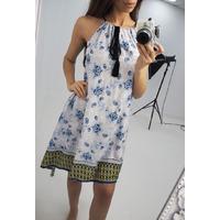 Alba white floral printed drape summer dress