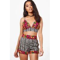 Alicia Embroidered Bralet And Short Co-ord - multi