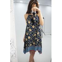 alba navy floral printed drape summer dress