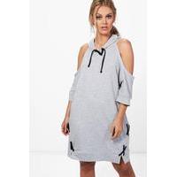alexia lace up detail hooded sweat dress grey
