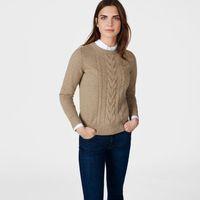 alpaca neps cable crewneck jumper khaki mel