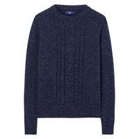 alpaca neps cable crewneck jumper evening blue