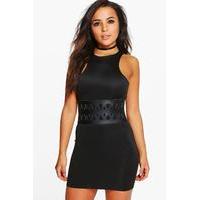 alice belt detail bodycon dress black