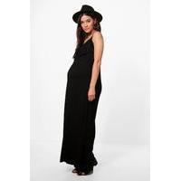 Alexia Lace Ruffle Strappy Maxi Dress - black