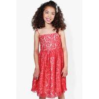 All Over Lace Dress - coral