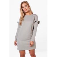 Alicia Frill Sleeve Sweat Dress - grey