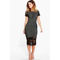 All Over Crochet Border Detail Midi Dress - black