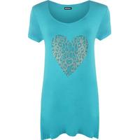 Alicia Leopard Heart Hanky Top - Turquoise