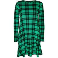 Alina Tartan Check Swing Dress - Green