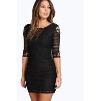 all over lace panelled bodycon dress black