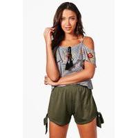 Alexis Tie Hem Shorts - khaki