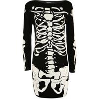 Alexa Skeleton Print Dress - Black
