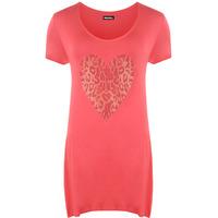 alicia leopard heart hanky top coral