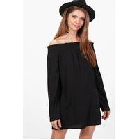 Alura Woven Off The Shoulder Dress - black