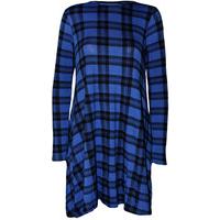 Alina Tartan Check Swing Dress - Blue