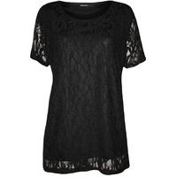 alyson lined floral lace tunic top black