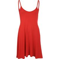 Alena Plain Strappy Swing Dress - Red