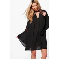 alivia embroidered swing dress black