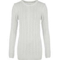 allie cable knitted jumper white