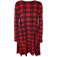 alina tartan check swing dress red