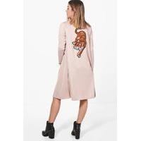 Alana Tiger Applique Duster Jacket - stone