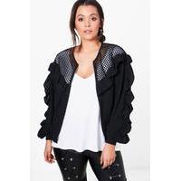 Alicia Frill Detail Bomber Jacket - black