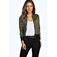 Alice Scuba Zip Detail Bomber Jacket - khaki