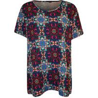 Aliza Print Short Sleeve Top - Turquoise