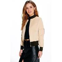 Alice Scuba Zip Detail Bomber Jacket - stone