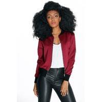 Alice Scuba Zip Detail Bomber Jacket - wine