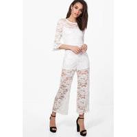 All Over Lace Culotte Jumpsuit - ivory