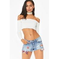 Alice Floral Embroidered Denim Shorts