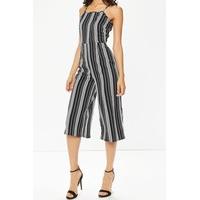 Alicia Black Striped Culotte Jumpsuit