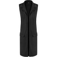 Alexus Sleeveless Long Waistcoat - Black