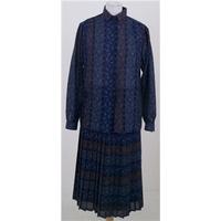 Alexon, size 14, blue & brown patterned blouse & skirt