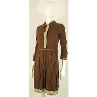 Alberta Ferretti Size 10 Mocha Brown Cotton Twill Coat Dress