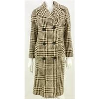 Alexon Size 14 Brown/Cream Long Sleeve Houndstooth Wool Coat