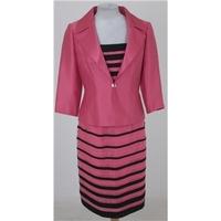 alexis size 6 pink black silk three piece skirt suit