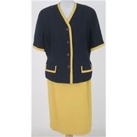 Alexon, size 14 navy blue and yellow two-piece skirt suit