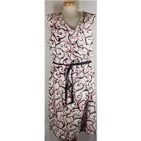 Alexon size 22 white, salmon pink and black cotton dress
