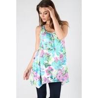 Alba Floral Print Hanky Hem Sleeveless Top